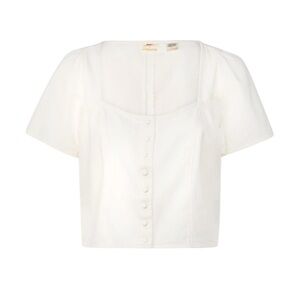 Levi’s Pascale Cropped Short Sleeve Blouse Ecru Size XL NWT